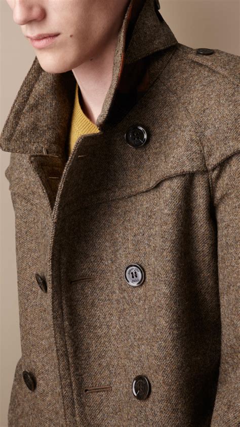 burberry double breasted tweed multicolor coat mens wool|Wool Tailored Jacket in Reef .